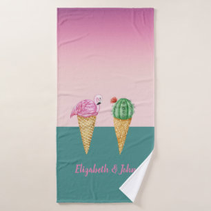 Conos de helado coloridos Cactus Flamingos rosas