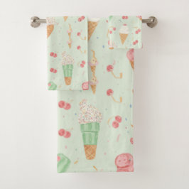 Conos de Helado Dulce Menta Pastel Verano