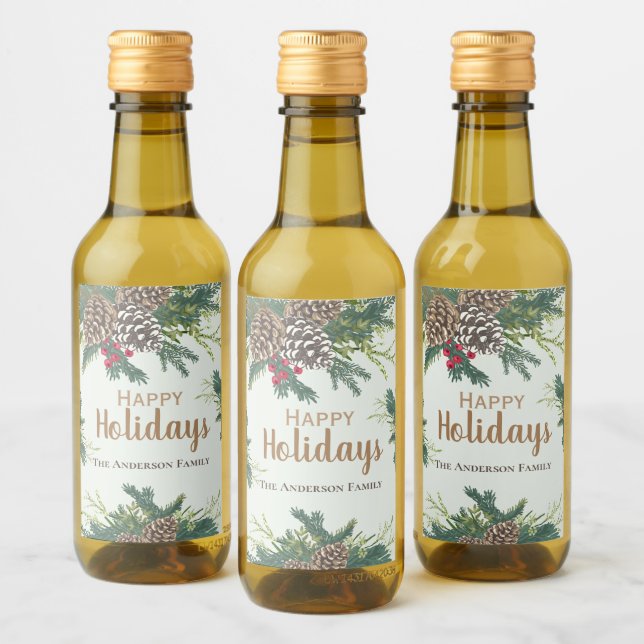 Conos de pino y verdor alegre navidad (Botellas)