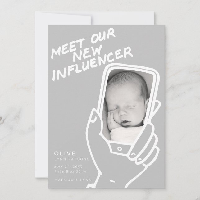 Conozca nuestra nueva invitación de bebés influyen (Anverso)
