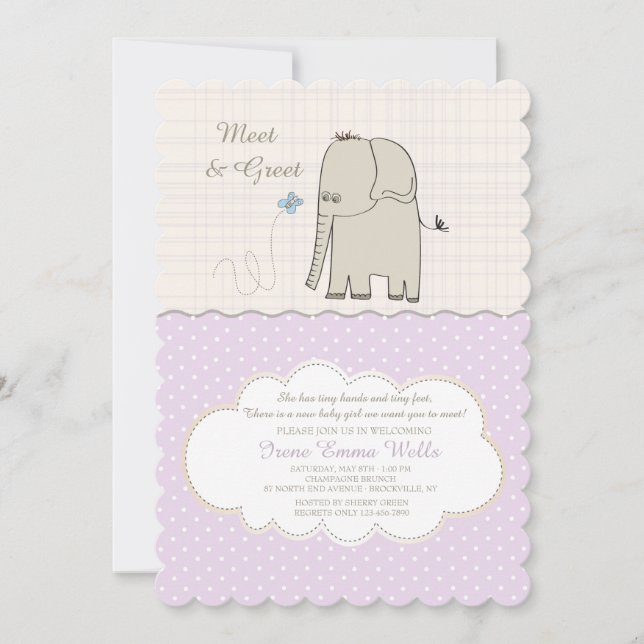 Conozca y salde a la invitación de la bebé (Anverso)