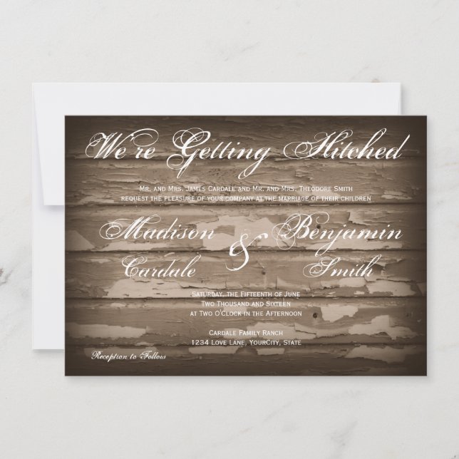 Conseguir invitaciones de madera rústicas (Anverso)
