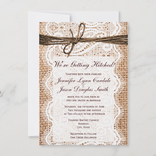 Conseguir invitaciones rústicas enganchadas de la (Anverso)