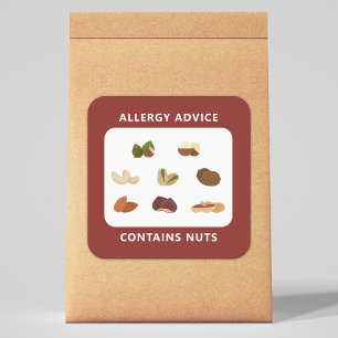 Consejo Alérgico - Contiene Nueces Pegatinas