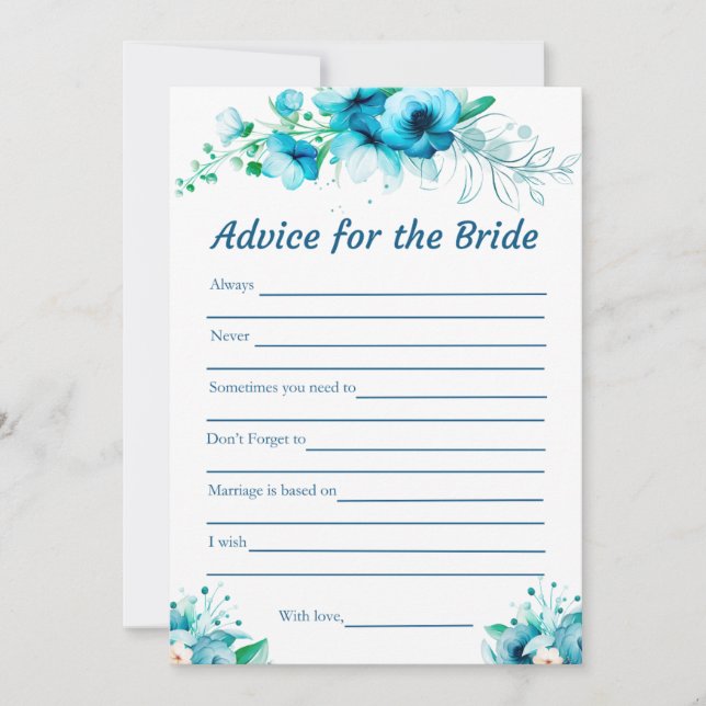 Consejo azul para la tarjeta de juego Bride Bridal (Anverso)