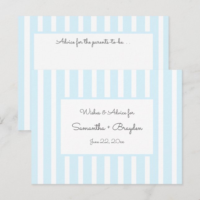 Consejo Baby Shower de franjas azules, oraciones (Anverso / Reverso)