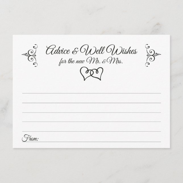 Consejo Boda de doble corazón y tarjetas de buena  (Anverso)