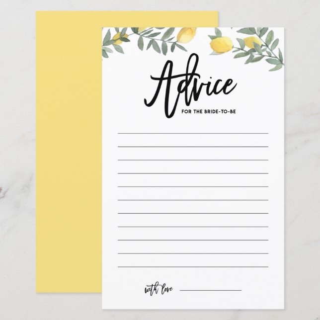 Consejo de Boho Lemon para la tarjeta de ducha de  (Anverso / Reverso)