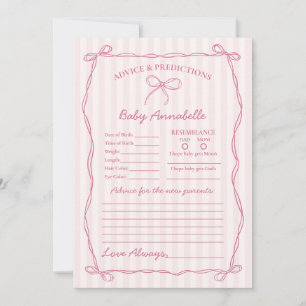 Consejo de Bow de Coquette Rosa para la tarjeta Ba