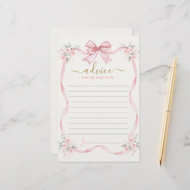 Consejo de Bow Rosado para la tarjeta de mamá a se (Anverso/Reverso In Situ)