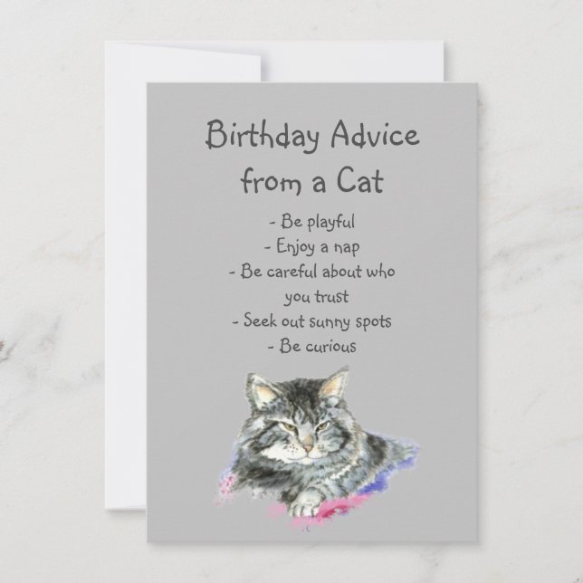 Consejo de cumpleaños de un gato divertido humor a (Anverso)