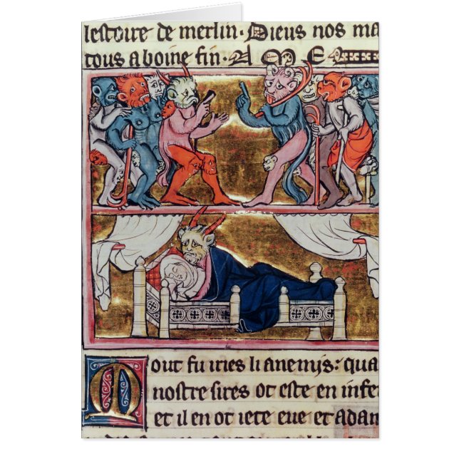 Consejo de demonios, del 'l'Histoire de Merlin' (Frente)