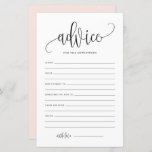 Consejo de escritura negra para la tarjeta de Boda<br><div class="desc">Agregue esta tarjeta de consejo simple y elegante a su boda. Presenta un guión caprichoso negro,  tipografía clásica,  fondo rosa rubor. Puedes personalizar la parte delantera y trasera de esta tarjeta de ducha para bebés. Este consejo para los recién casados es perfecto para cualquier tema boda y temporada.</div>