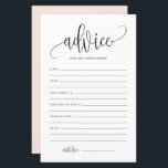 Consejo de escritura negra para la tarjeta de Boda<br><div class="desc">Agregue esta tarjeta de consejo simple y elegante a su boda. Presenta un guión caprichoso negro,  tipografía clásica,  fondo rosa rubor. Puedes personalizar la parte delantera y trasera de esta tarjeta de ducha para bebés. Este consejo para los recién casados es perfecto para cualquier tema boda y temporada.</div>