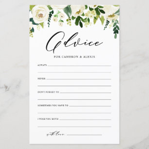 Consejo de Flores Blancas para la tarjeta de novia