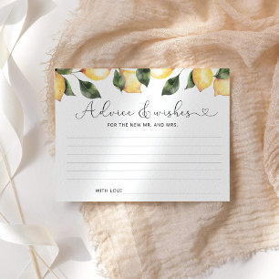 Consejo de limón y tarjetas de ducha de novia