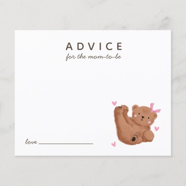Consejo de Oso de Cubo Rosado para la tarjeta de m (Anverso)