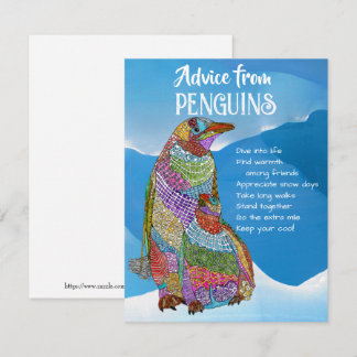 Consejo de Penguins con tarjeta de felicitación pl
