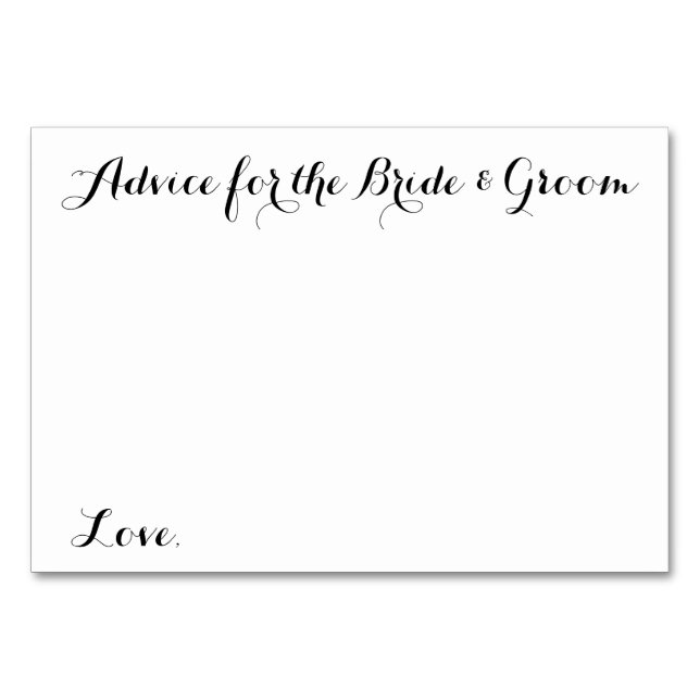 Consejo de Tarjetas de Consejos para bodas para No (Anverso)
