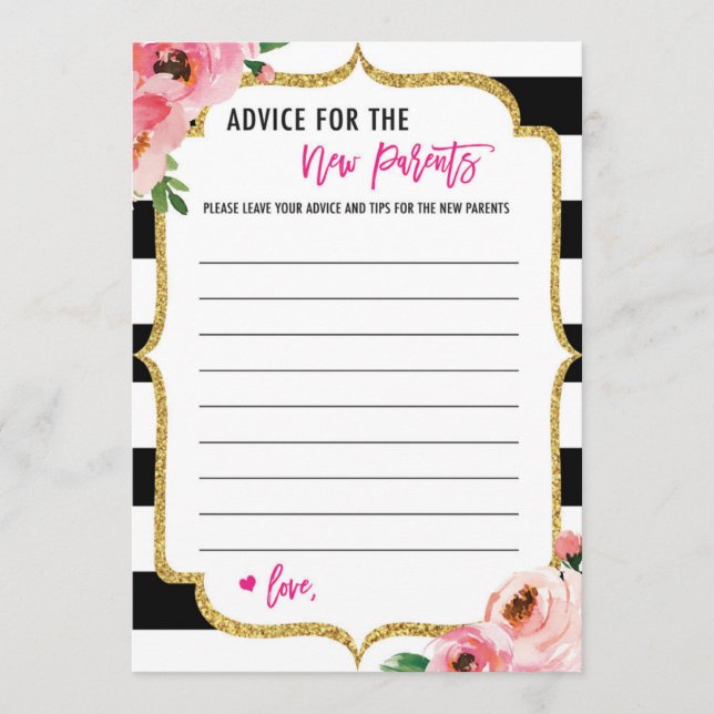 Consejo Floral para la tarjeta Baby Shower de los  (Anverso)