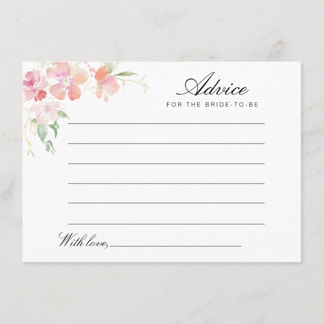 consejo floral rosa de color de agua (Anverso)