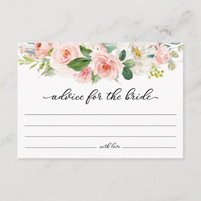 Consejo floral rosa Rubor para la tarjeta de novia (Anverso)