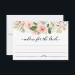 Consejo floral rosa Rubor para la tarjeta de novia<br><div class="desc">Consejo para la tarjeta de la novia con borde de agua floral rosa y azul. Puede editar el texto,  el color de la fuente y el tamaño. Artículos coincidentes disponibles en la tienda.</div>