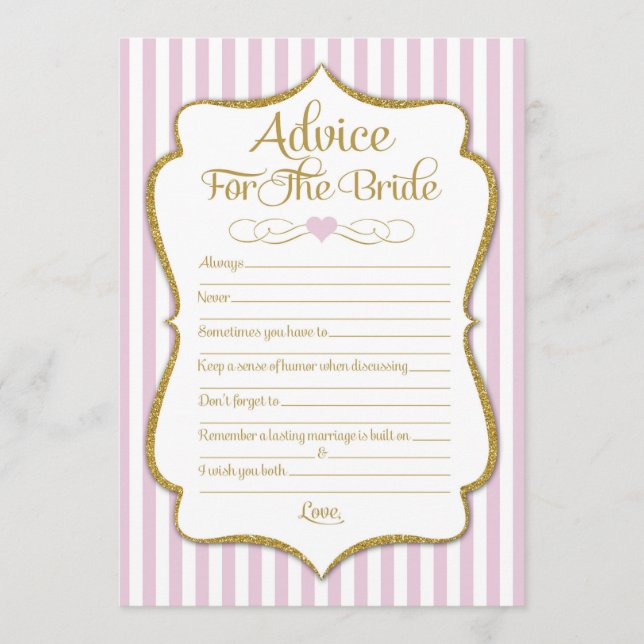 Consejo Para El Juego De Ducha De Novias De Oro Ro (Anverso)