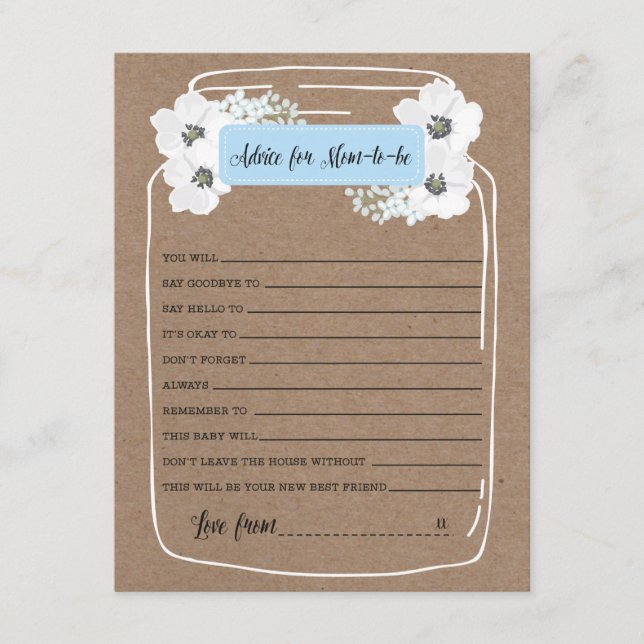 Consejo para la futura tarjeta de juego Baby Showe (Anverso)