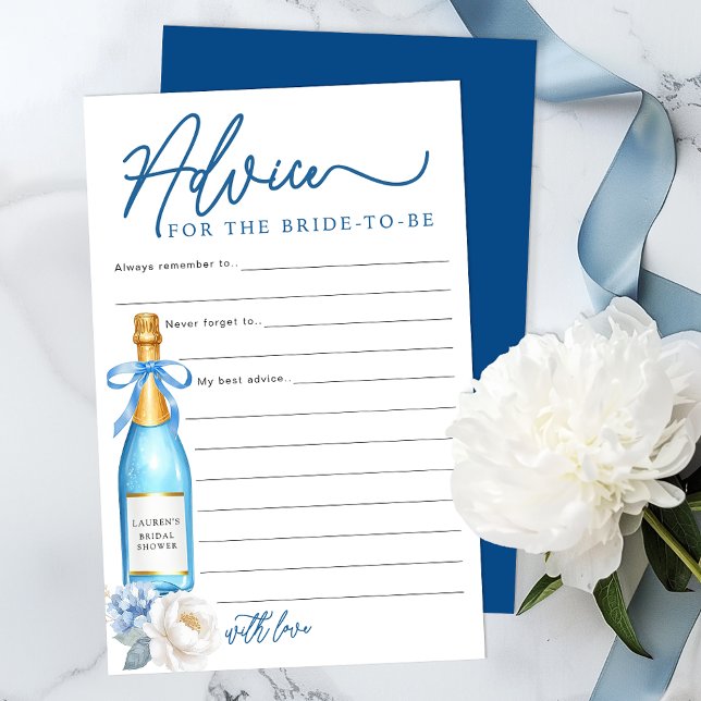Consejo para la hoja de ducha de novia de champagn (Advice for the bride-to-be Bridal Shower Activity & Keepsake)
