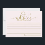 Consejo para la novia | Caligrafía dorada y rosa<br><div class="desc">Carta moderna y caprichosa para la novia. Recomiende esta moderna tarjeta de "consejo para la novia". Es perfecto para duchas nupciales y nupciales. Hay otros colores disponibles.</div>