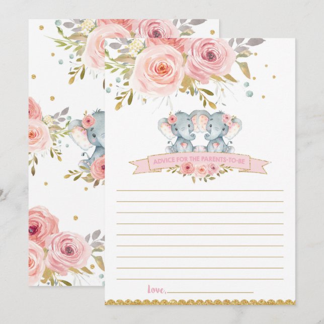 Consejo para la tarjeta de bebé elefante (Anverso / Reverso)