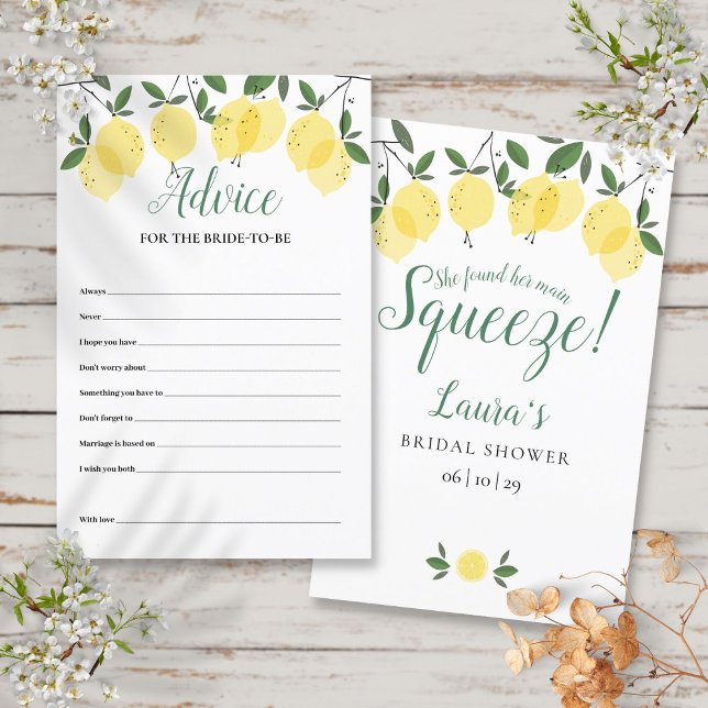 Consejo Para La Tarjeta De Ducha Bridal De Brida L (Advice For The Bride Lemons Bridal Shower Card)