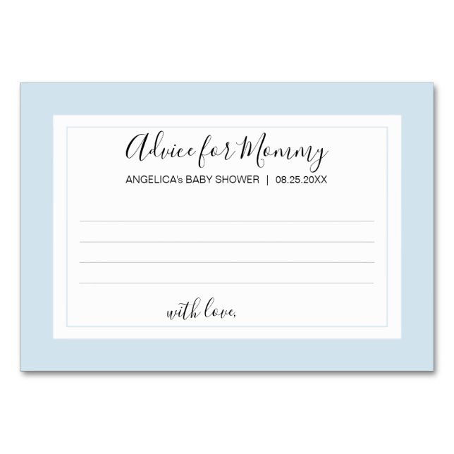 CONSEJO PARA LAS tarjetas Baby Shower MOMMY Blue W (Anverso)