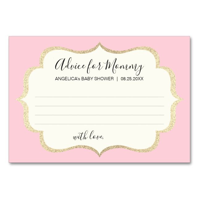 CONSEJO PARA LAS Tarjetas Baby Shower MOMMY Pink G (Anverso)