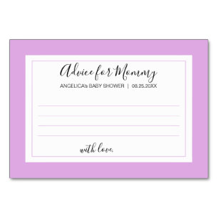 CONSEJO PARA MOMMY   Tarjetas Baby Shower LAVENDER