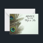 Consejo para que la esposa sea una pluma de pavo r<br><div class="desc">Consejo para las tarjetas de pluma de la esposa para ser pavo real - gran idea para una alternativa de libro de invitados en el boda</div>