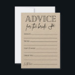Consejo Para Que La Novia Sea<br><div class="desc">Esta tarjeta de consejo es una forma divertida de hacer que los clientes aconsejen a la futura novia.</div>