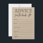 Consejo Para Que La Novia Sea<br><div class="desc">Esta tarjeta de consejo es una forma divertida de hacer que los clientes aconsejen a la futura novia.</div>