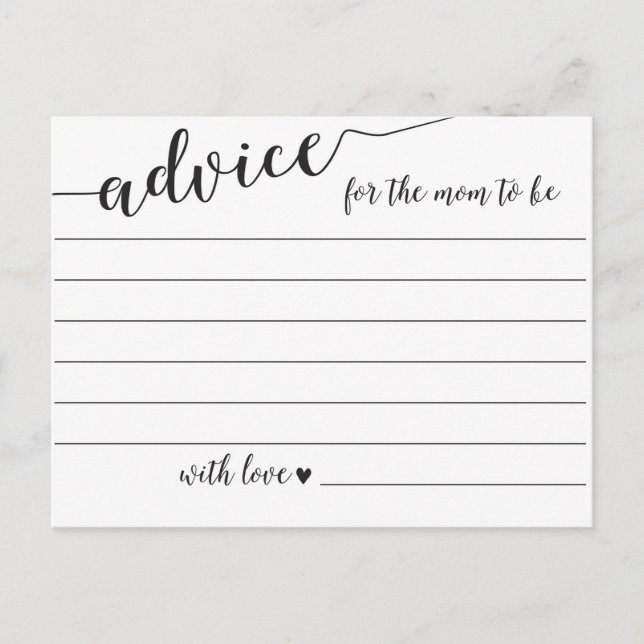 Consejo para que mamá sea tarjetas de Baby Shower (Anverso)