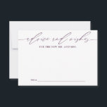 Consejo púrpura para la tarjeta Keepsake para reci<br><div class="desc">Estas hermosas tarjetas ofrecen una manera única para que los huéspedes bodas compartan sus más sentidos consejos y deseos con la novia y el novio. Ideal para añadir un toque personal a su día especial, estas tarjetas garantizan el apretado keepsakes para la pareja feliz. Ideal para bodas, duchas de novias...</div>