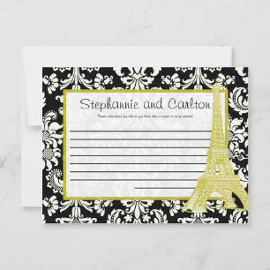 Consejos Boda en París Black Damask Tarjeta de asesoramient