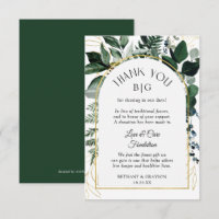 Boda moderna de Greenery Tarjeta de donación de fa