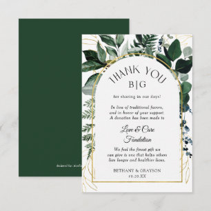 Consejos Boda moderna de Greenery Tarjeta de donación de fa
