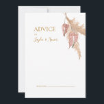 Consejos Boho Botanical | Dusty Rosa de la tarjeta de aseso<br><div class="desc">Este boho botánico | La polvorienta tarjeta de consejo rosa boda es perfecta para su elegante boda rústico floral, verde, melocotón, oro rosa. El diseño presenta un marco dorado o un ramo con pasto rosa de pampas moderno, salvia simple, marfil, hojas de palmera de champán y vegetación clásica de la...</div>