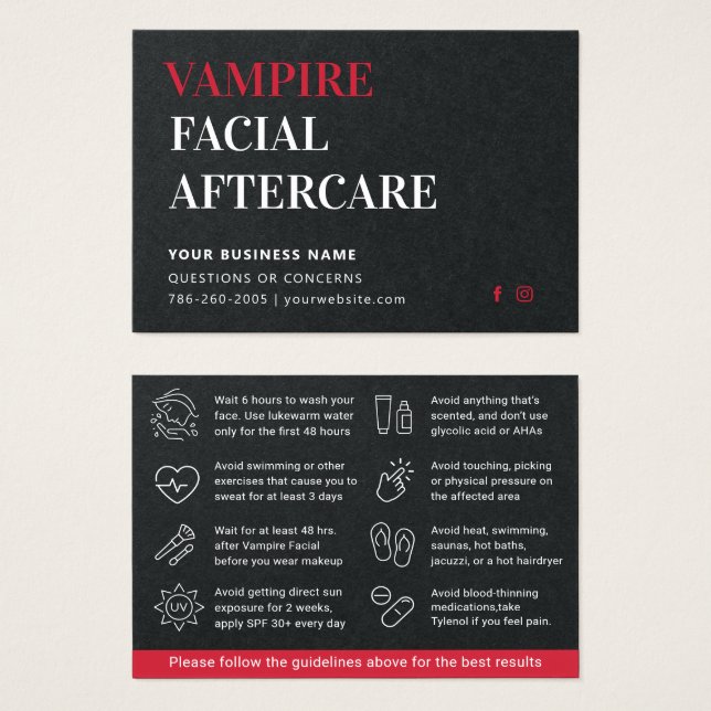 Consejos de atención médica facial para vampiros n (Anverso y reverso)