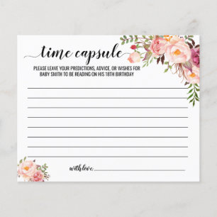 Consejos de cápsulas de tiempo rosado para tarjeta