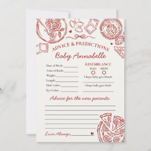 Consejos de pasta italiana para tarjeta de baby sh