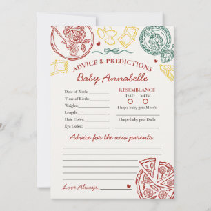 Consejos de pasta italiana para tarjeta de baby sh