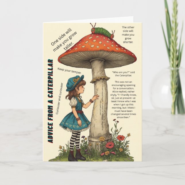Consejos de una oruga Tarjeta de Alicia en el País (Anverso)